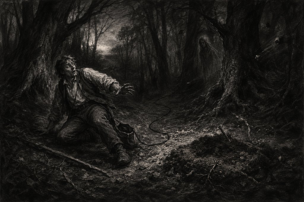 Le charpentier dans la forêt avec son fil