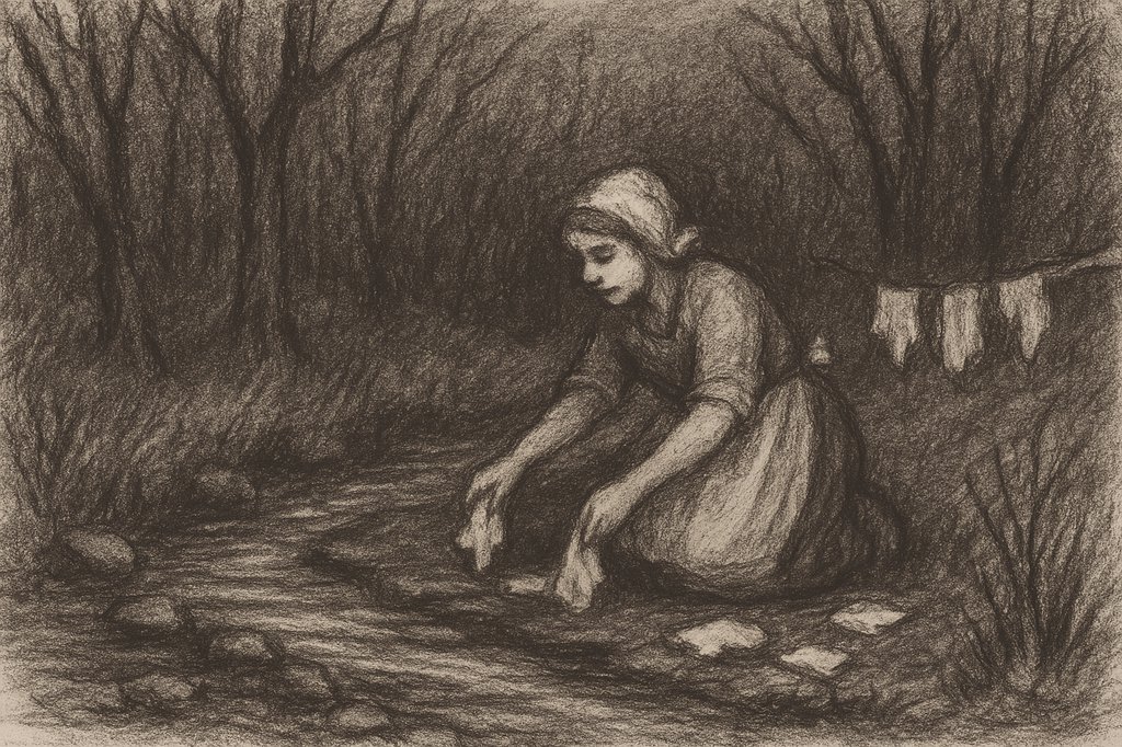 Lavandière et petits bouts de tissus