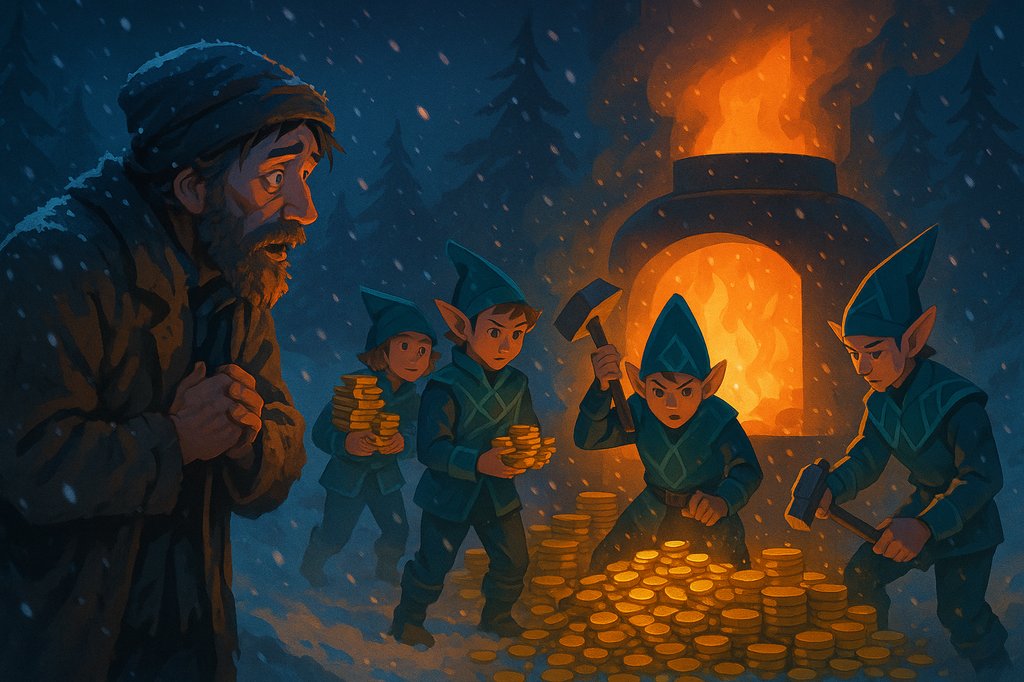 Lutins frappant des pièces d'or