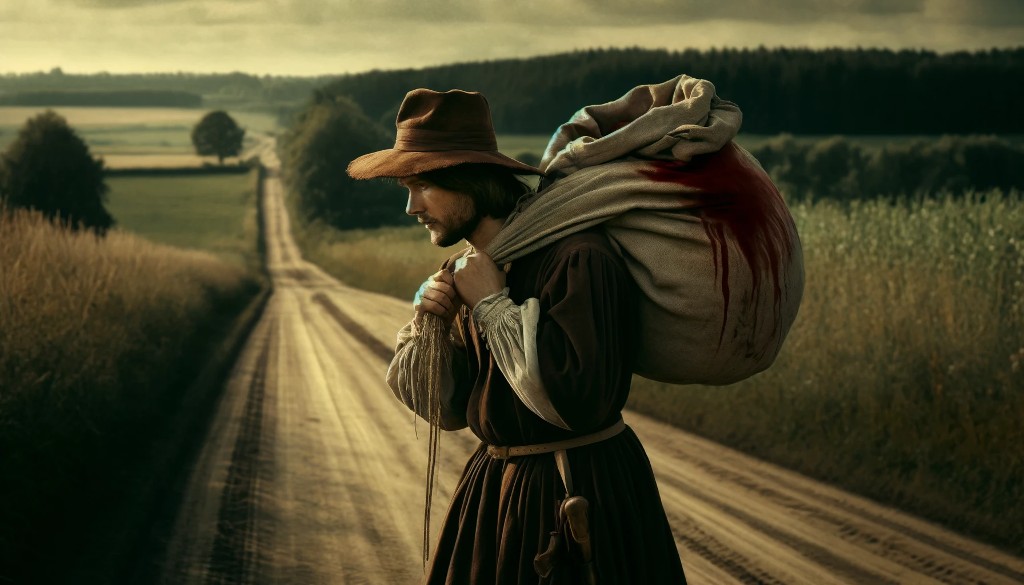 Homme au sac sanglant