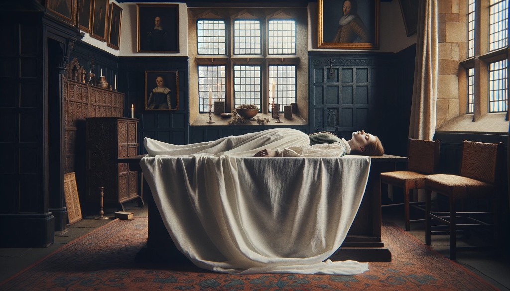 Jeune femme simulant la mort