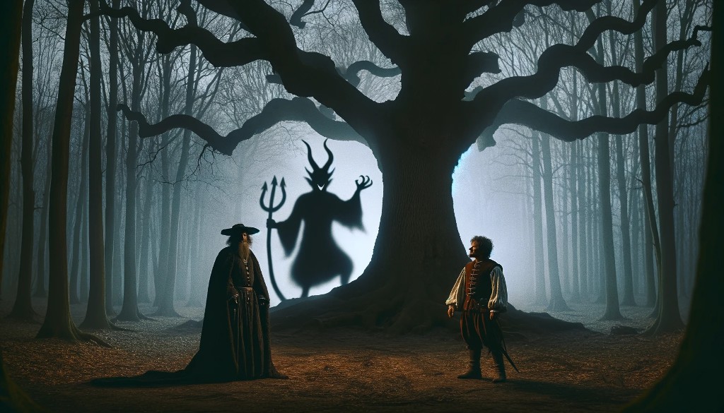 Le Diable et le paysan devant le chêne