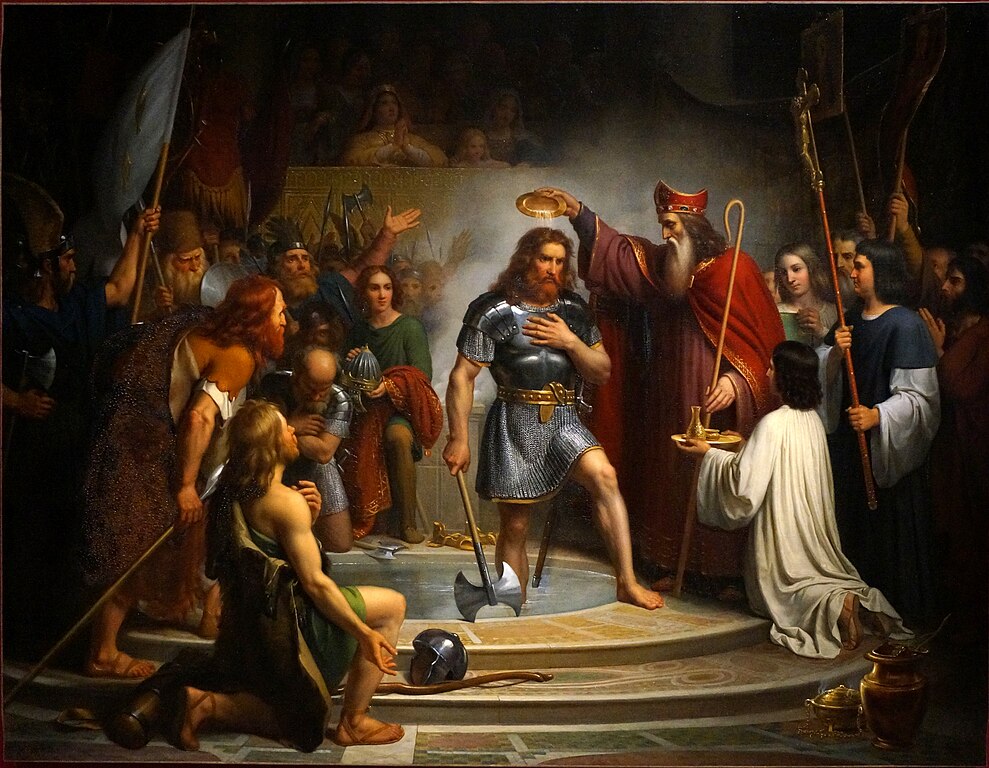 Baptême de Clovis à Reims par Dejuinne