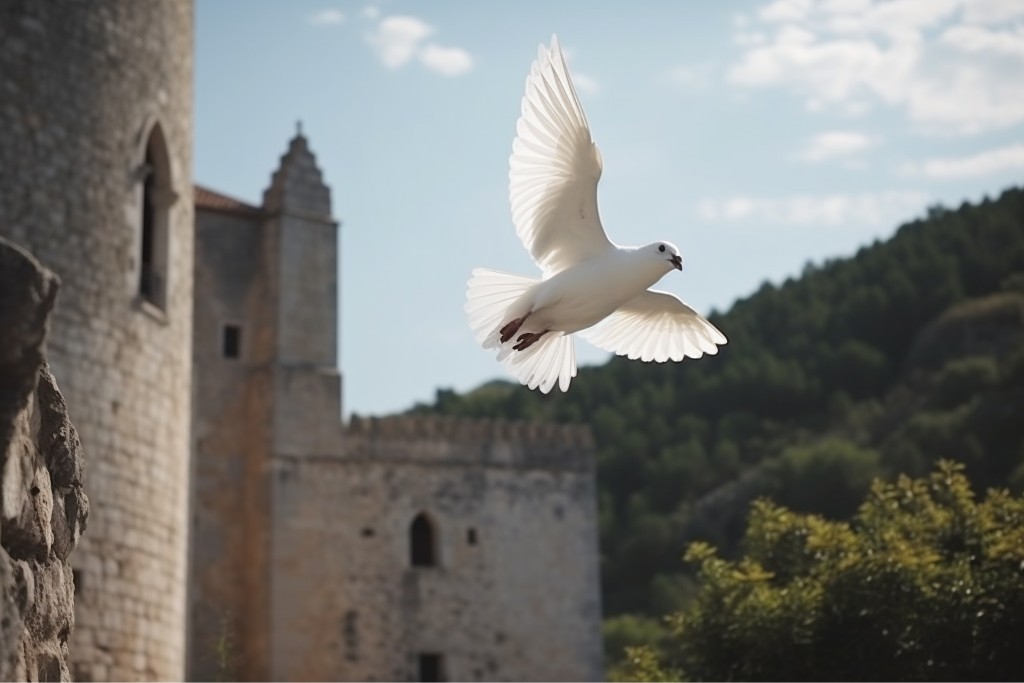 La colombe s'envole du château