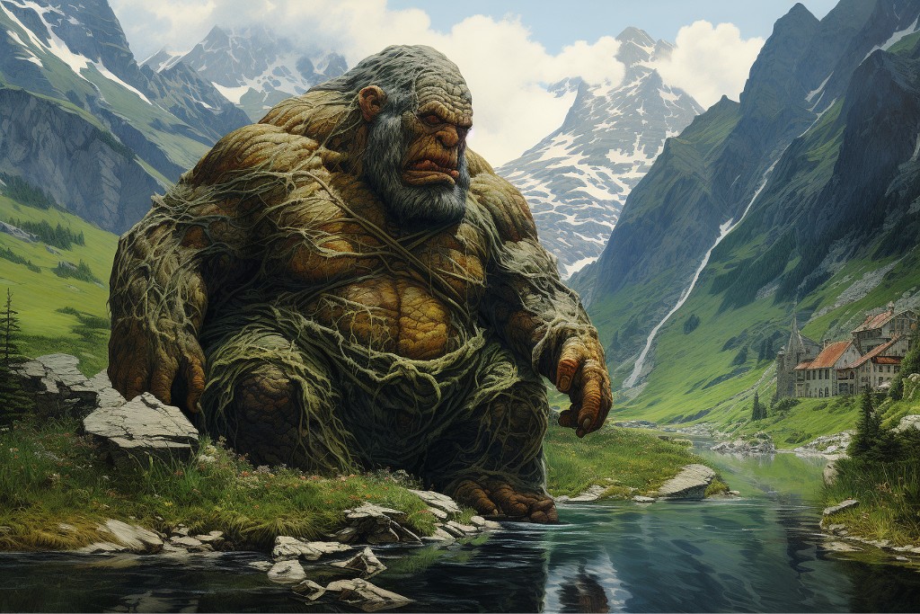 Un géant dans les montagnes suisses
