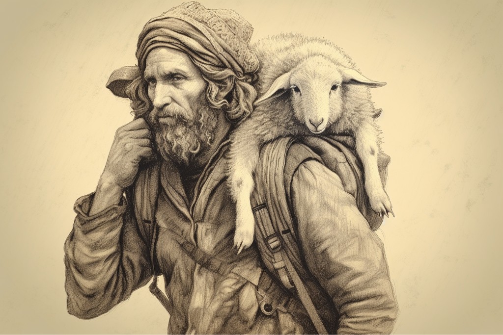 Homme portant un mouton