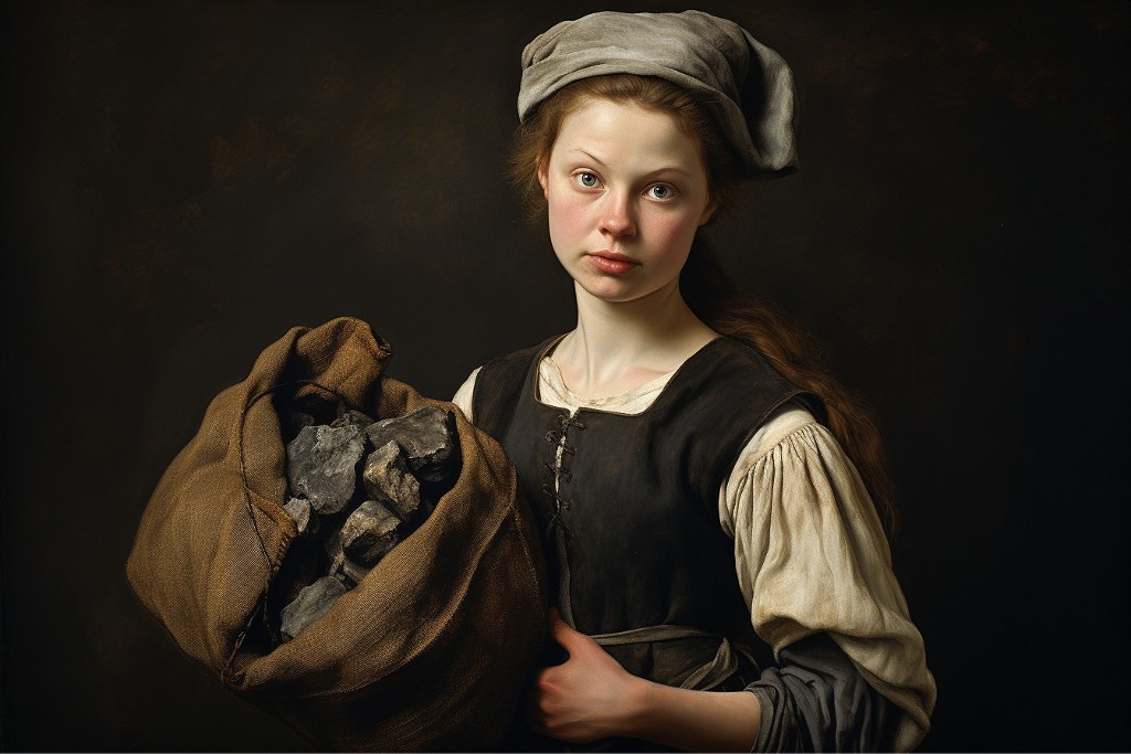 Jeune femme et charbon