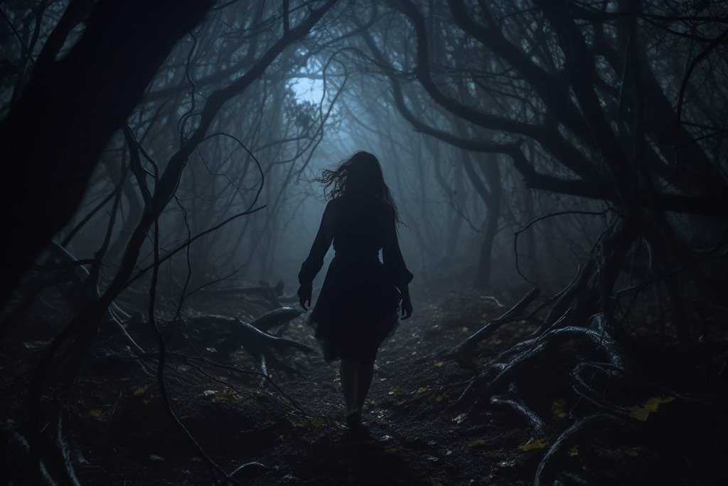 Jeune femme dans la forêt