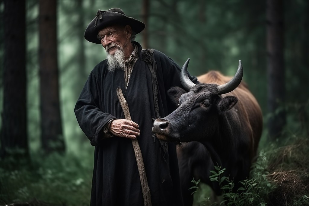 Le paysan et la vache