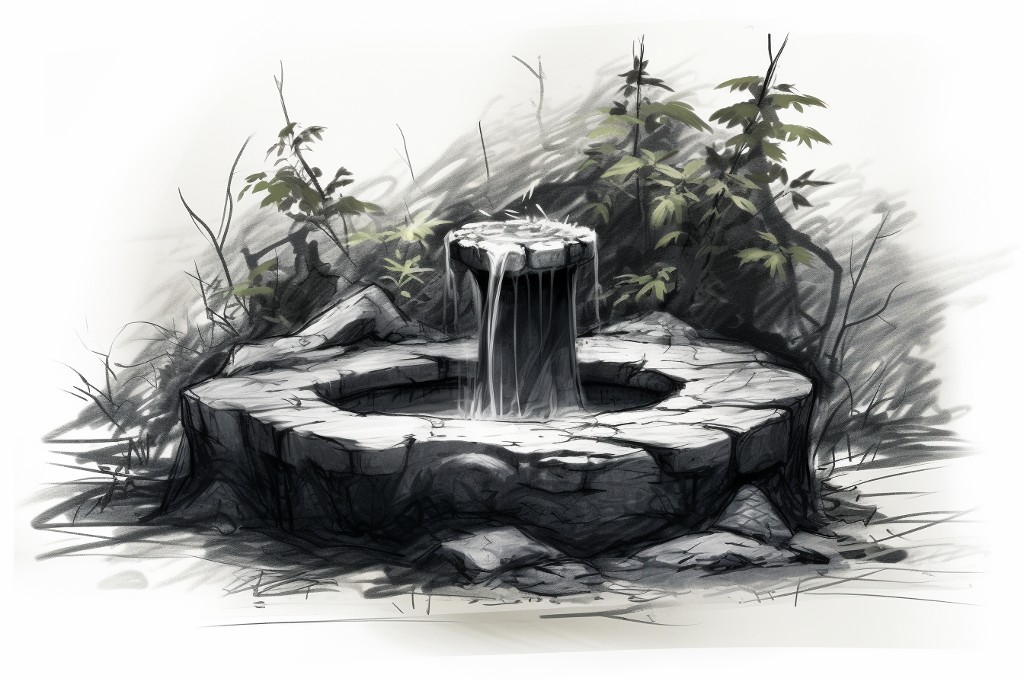 Une fontaine dans la forêt