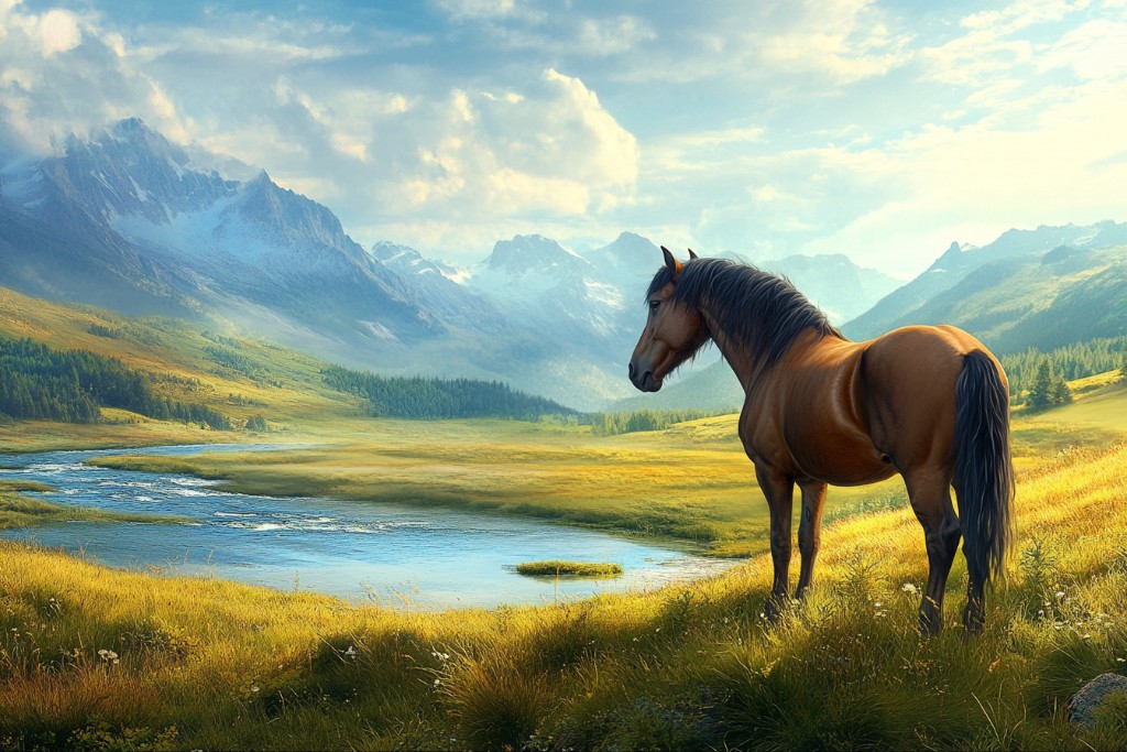 Un cheval dans une prairie