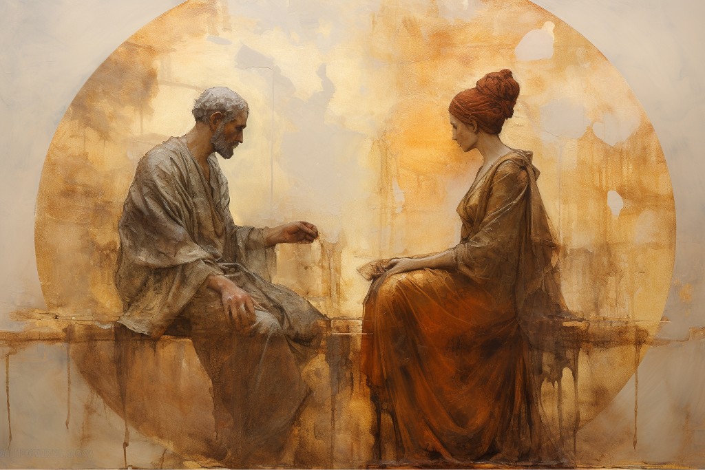 Les deux saints discutant