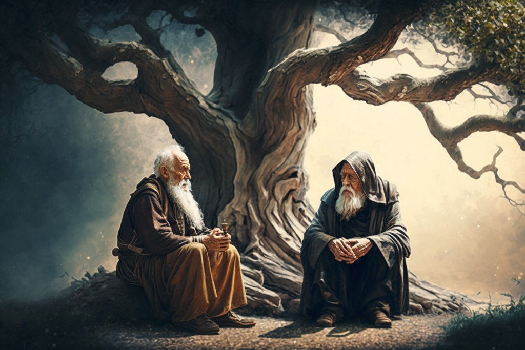 Deux hommes discutant