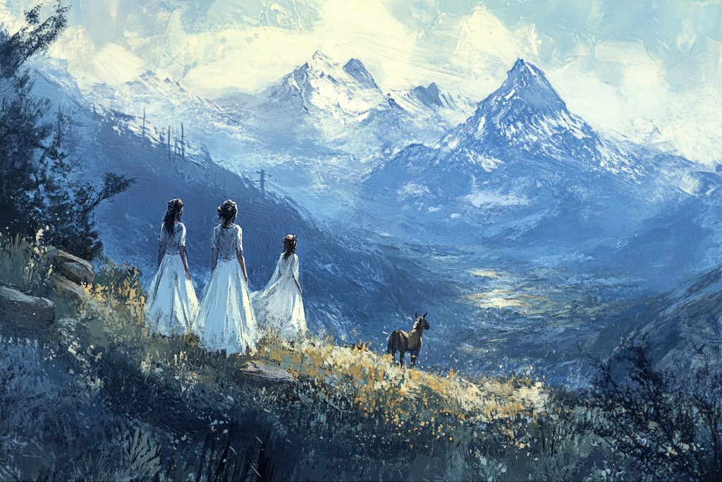 Fées des montagnes avec un âne