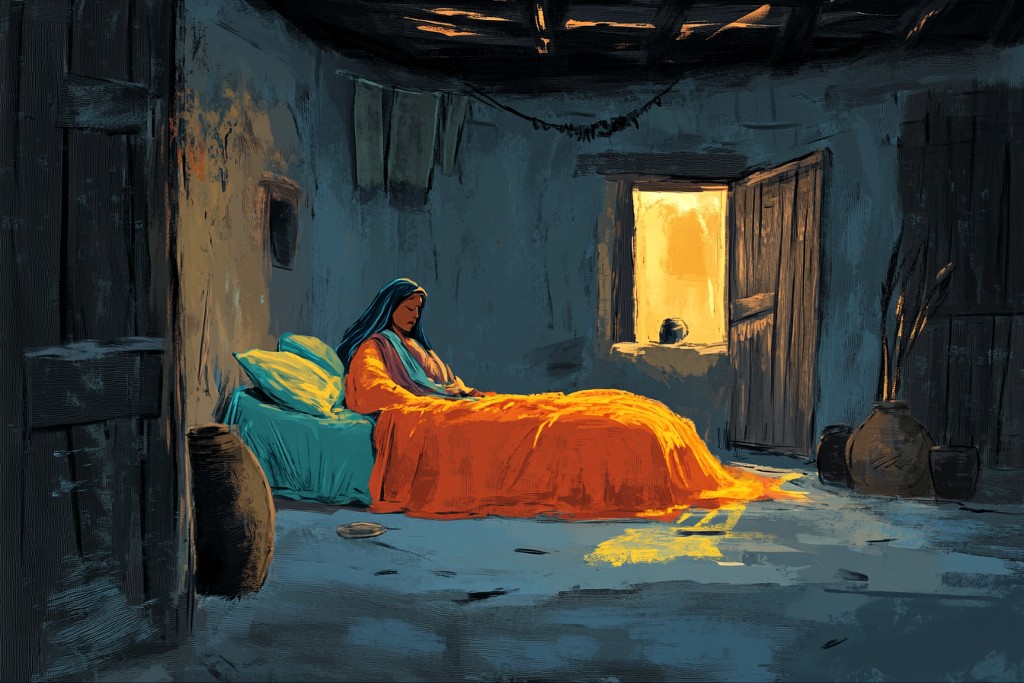 Femme malade alitée