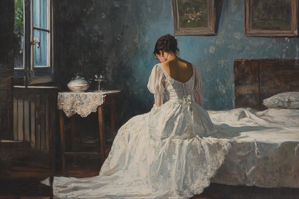Jeune femme en robe de mariée