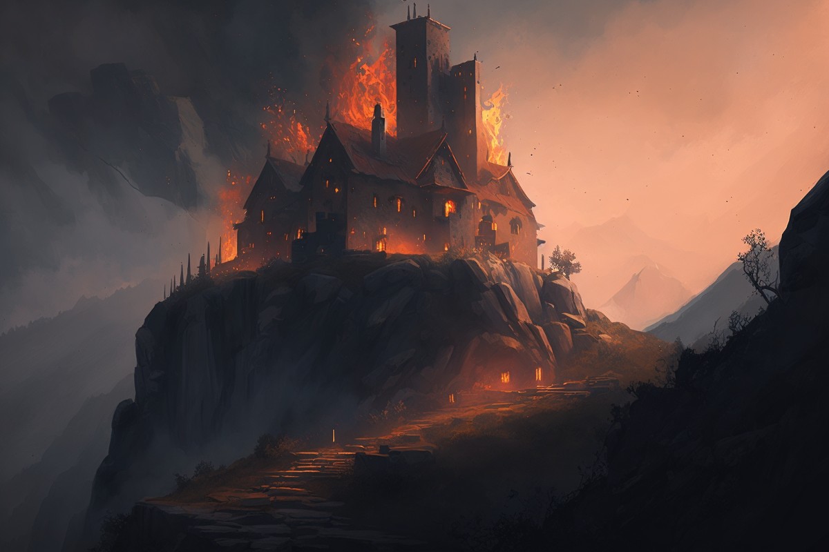 Monastère en feu