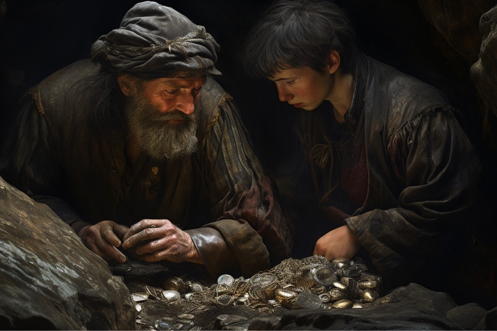Ouvriers devant un trésor