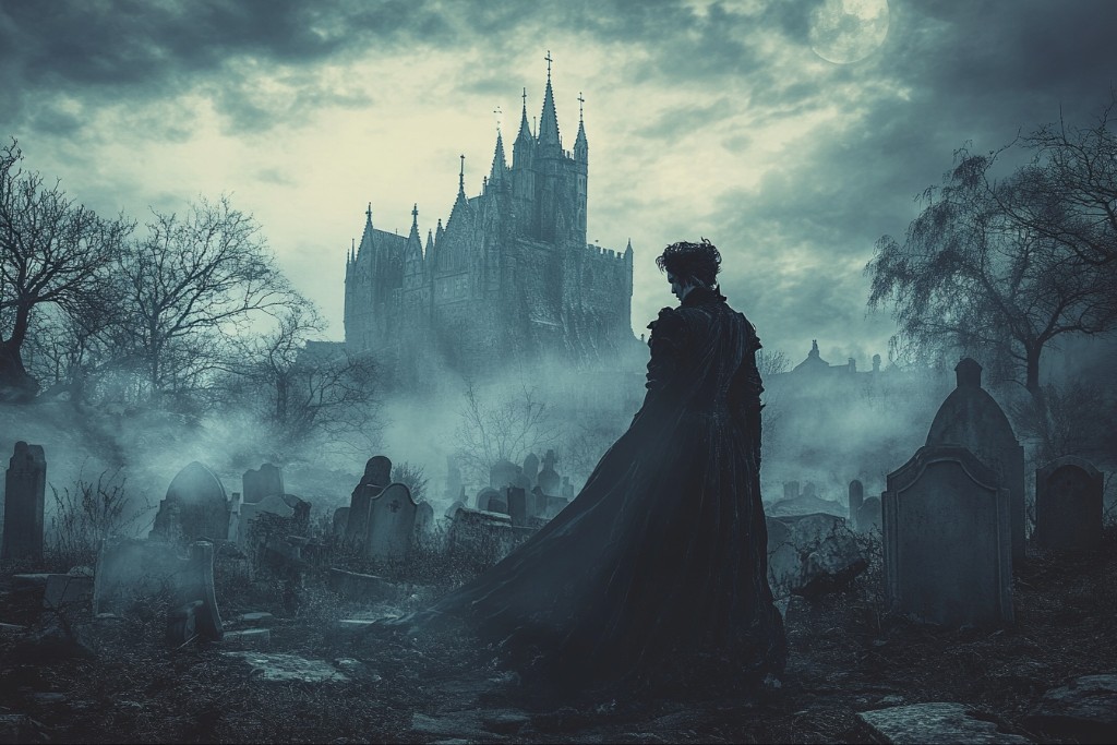 Vampire dans un cimetière