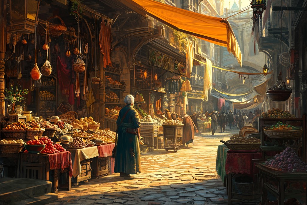 Vieille femme dans un marché magnifique