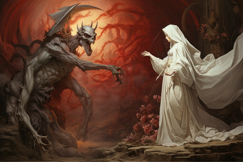 Le Diable faisant face à la Vierge