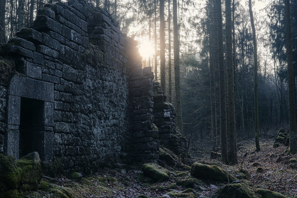 Vieux mur dans la forêt