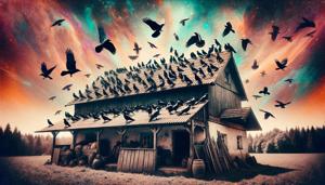 Corbeaux sur une ferme