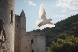 La colombe s'envole du château