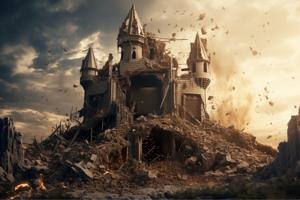 Le château en cours de destruction