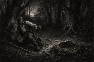 Le charpentier dans la forêt avec son fil