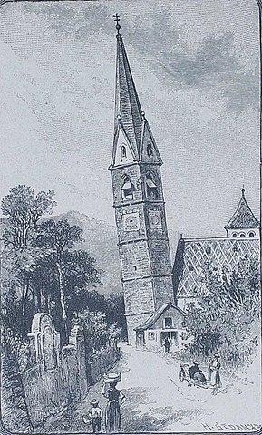 Tour de l'église de Terlano avant reconstruction