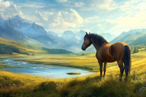 Un cheval dans une prairie