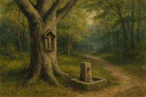Une croix sur un arbre