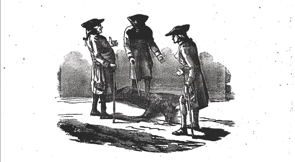 Trois hommes et un loup mort